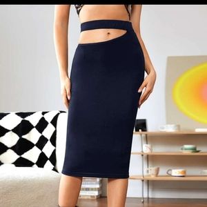 🌈 2/$10 Navy Solid Cut Out Waist Pencil Skirt